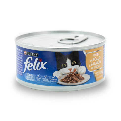 ALIMENTO GATOS FELIX 156G FILETE POLLO/SALMON Y SALSA